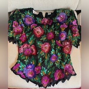 Vintage Sequin Floral Top